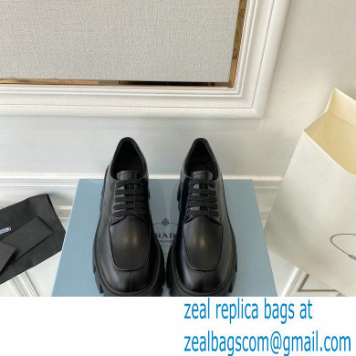 Prada Brushed leather Monolith lace-up loafers 1E708L Black - Click Image to Close