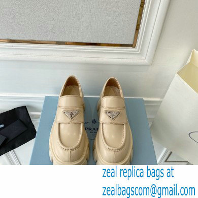 Prada Brushed leather Monolith loafers 1D649M Beige - Click Image to Close