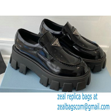 Prada Brushed leather Monolith loafers 1D649M Black - Click Image to Close