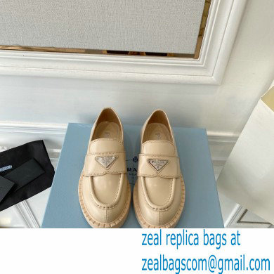 Prada Chocolate brushed leather loafers 1D246M Beige - Click Image to Close