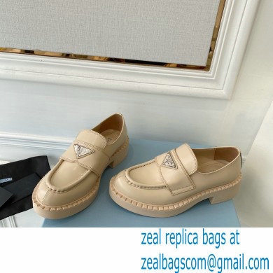 Prada Chocolate brushed leather loafers 1D246M Beige - Click Image to Close