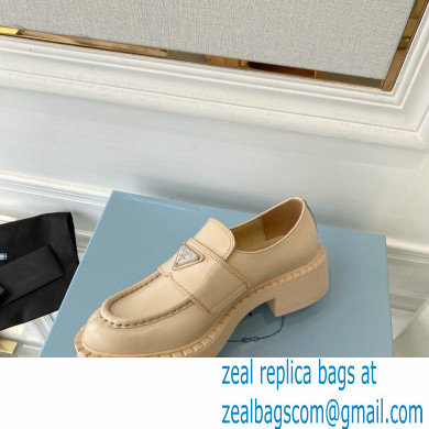 Prada Chocolate brushed leather loafers 1D246M Beige - Click Image to Close