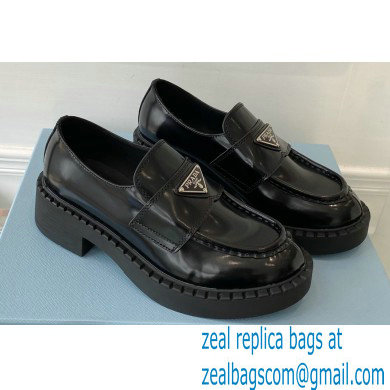 Prada Chocolate brushed leather loafers 1D246M Black