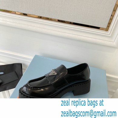 Prada Chocolate brushed leather loafers 1D246M Black