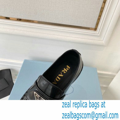 Prada Chocolate brushed leather loafers 1D246M Black - Click Image to Close