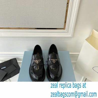 Prada Chocolate brushed leather loafers 1D246M Black