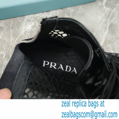 Prada Heel 4.5cm Brushed leather and mesh lace-up Ankle boots Black 2022