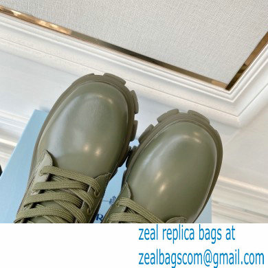 Prada Monolith leather and nylon fabric lace-up Ankle boots with Removable pouch 1T255M Military Green