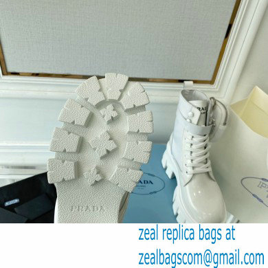 Prada Monolith leather and nylon fabric lace-up Ankle boots with Removable pouch 1T255M White