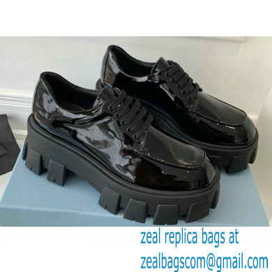 Prada Patent leather Monolith lace-up loafers 1E708L Black - Click Image to Close