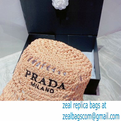 Prada Raffia Bucket Hat Beige