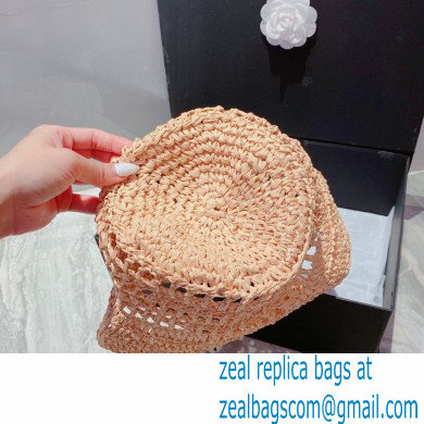 Prada Raffia Bucket Hat Beige