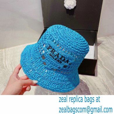 Prada Raffia Bucket Hat Blue - Click Image to Close