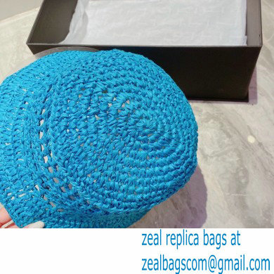 Prada Raffia Bucket Hat Blue