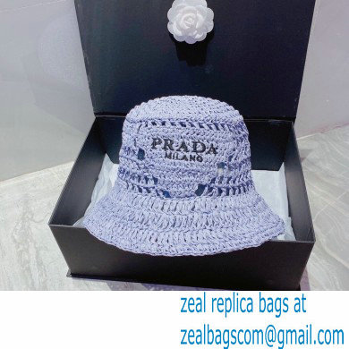 Prada Raffia Bucket Hat Purple