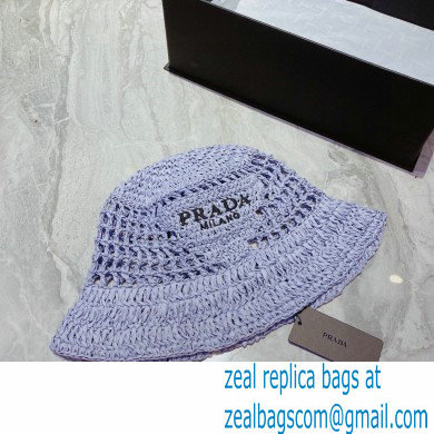 Prada Raffia Bucket Hat Purple