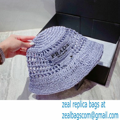 Prada Raffia Bucket Hat Purple