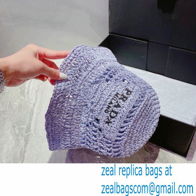 Prada Raffia Bucket Hat Purple