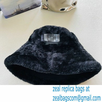 Prada Re-Nylon and Fur Bucket Hat Black