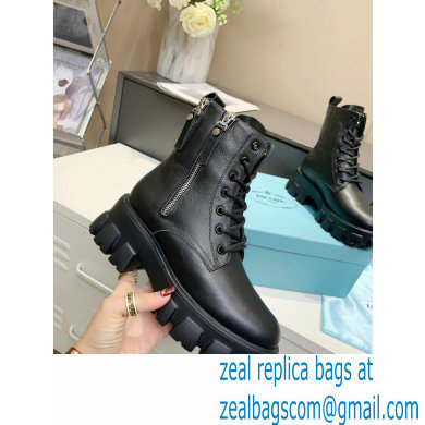 Prada Shearling Lining leather lace-up Ankle boots Black 2022