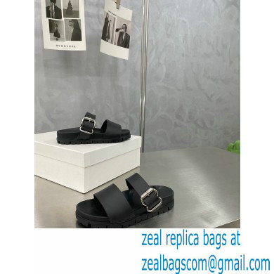 Prada metal buckle Rubber Open Toe Sandals Black 2022 - Click Image to Close