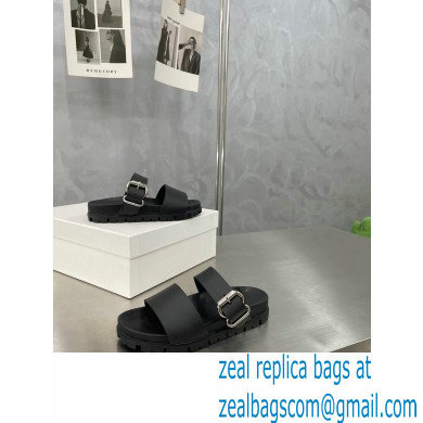 Prada metal buckle Rubber Open Toe Sandals Black 2022