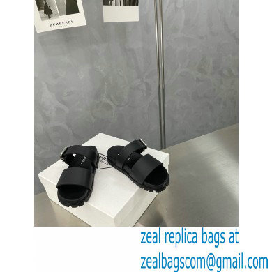 Prada metal buckle Rubber Open Toe Sandals Black 2022 - Click Image to Close