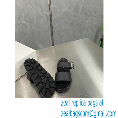 Prada metal buckle Rubber Open Toe Sandals Black 2022