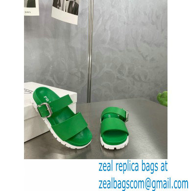 Prada metal buckle Rubber Open Toe Sandals Green 2022