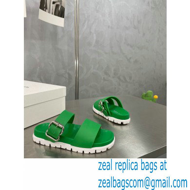 Prada metal buckle Rubber Open Toe Sandals Green 2022