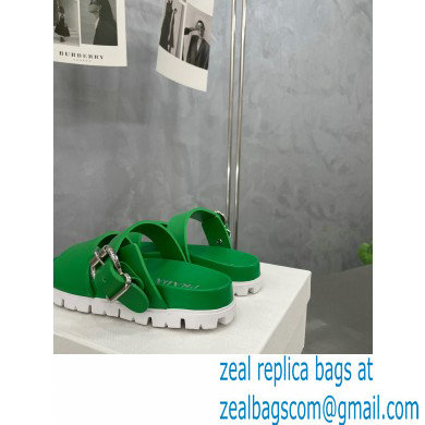 Prada metal buckle Rubber Open Toe Sandals Green 2022
