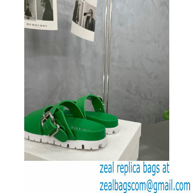 Prada metal buckle Rubber Open Toe Sandals Green 2022 - Click Image to Close