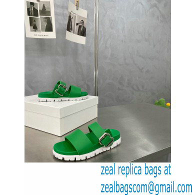 Prada metal buckle Rubber Open Toe Sandals Green 2022