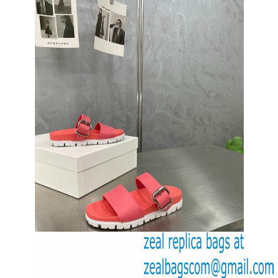 Prada metal buckle Rubber Open Toe Sandals Pink 2022