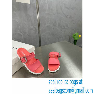 Prada metal buckle Rubber Open Toe Sandals Pink 2022 - Click Image to Close