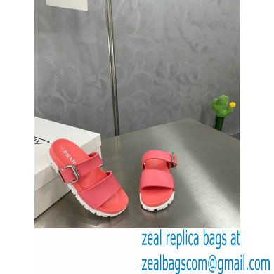 Prada metal buckle Rubber Open Toe Sandals Pink 2022