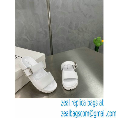 Prada metal buckle Rubber Open Toe Sandals White 2022