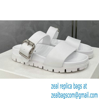 Prada metal buckle Rubber Open Toe Sandals White 2022