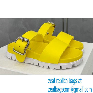 Prada metal buckle Rubber Open Toe Sandals Yellow 2022