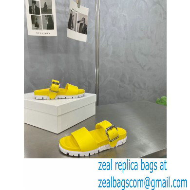 Prada metal buckle Rubber Open Toe Sandals Yellow 2022