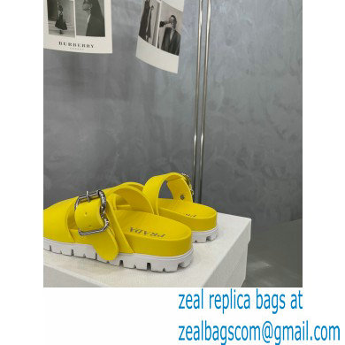 Prada metal buckle Rubber Open Toe Sandals Yellow 2022