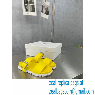 Prada metal buckle Rubber Open Toe Sandals Yellow 2022