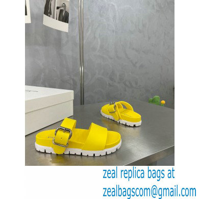 Prada metal buckle Rubber Open Toe Sandals Yellow 2022