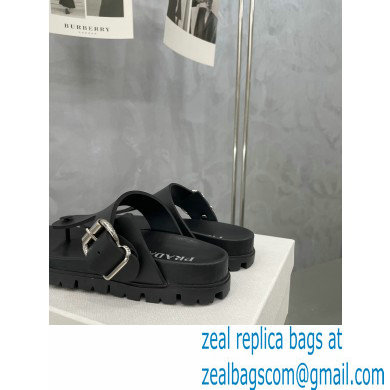 Prada metal buckle Rubber flip-flops Sandals Black 2022