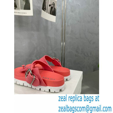 Prada metal buckle Rubber flip-flops Sandals Pink 2022 - Click Image to Close