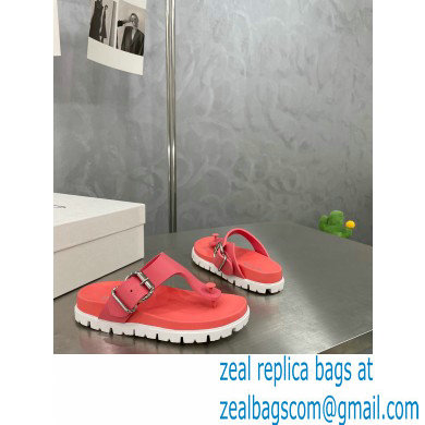Prada metal buckle Rubber flip-flops Sandals Pink 2022 - Click Image to Close