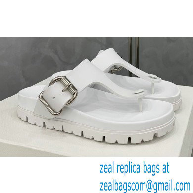 Prada metal buckle Rubber flip-flops Sandals White 2022 - Click Image to Close