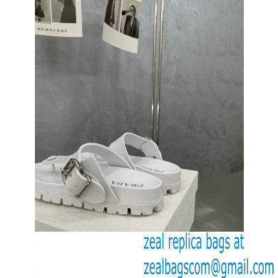 Prada metal buckle Rubber flip-flops Sandals White 2022 - Click Image to Close