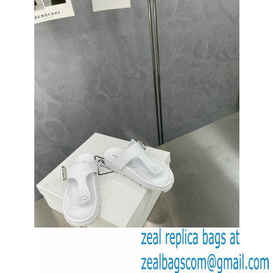 Prada metal buckle Rubber flip-flops Sandals White 2022 - Click Image to Close