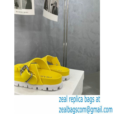 Prada metal buckle Rubber flip-flops Sandals Yellow 2022 - Click Image to Close